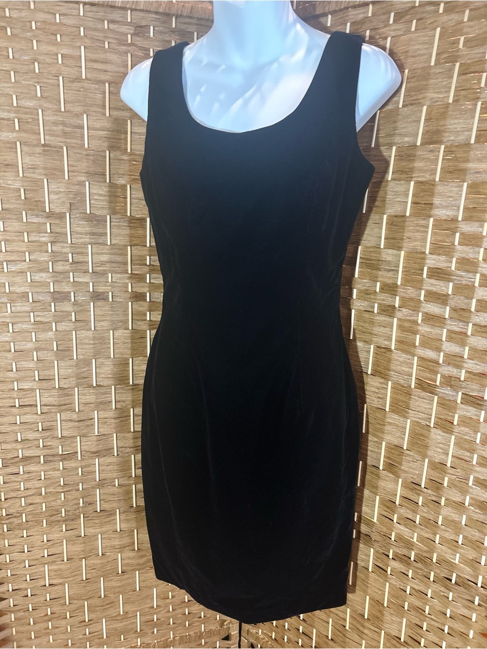 Jessica McClintock Black Velvet Sleeveless Cocktail Dress Vintage Inspired